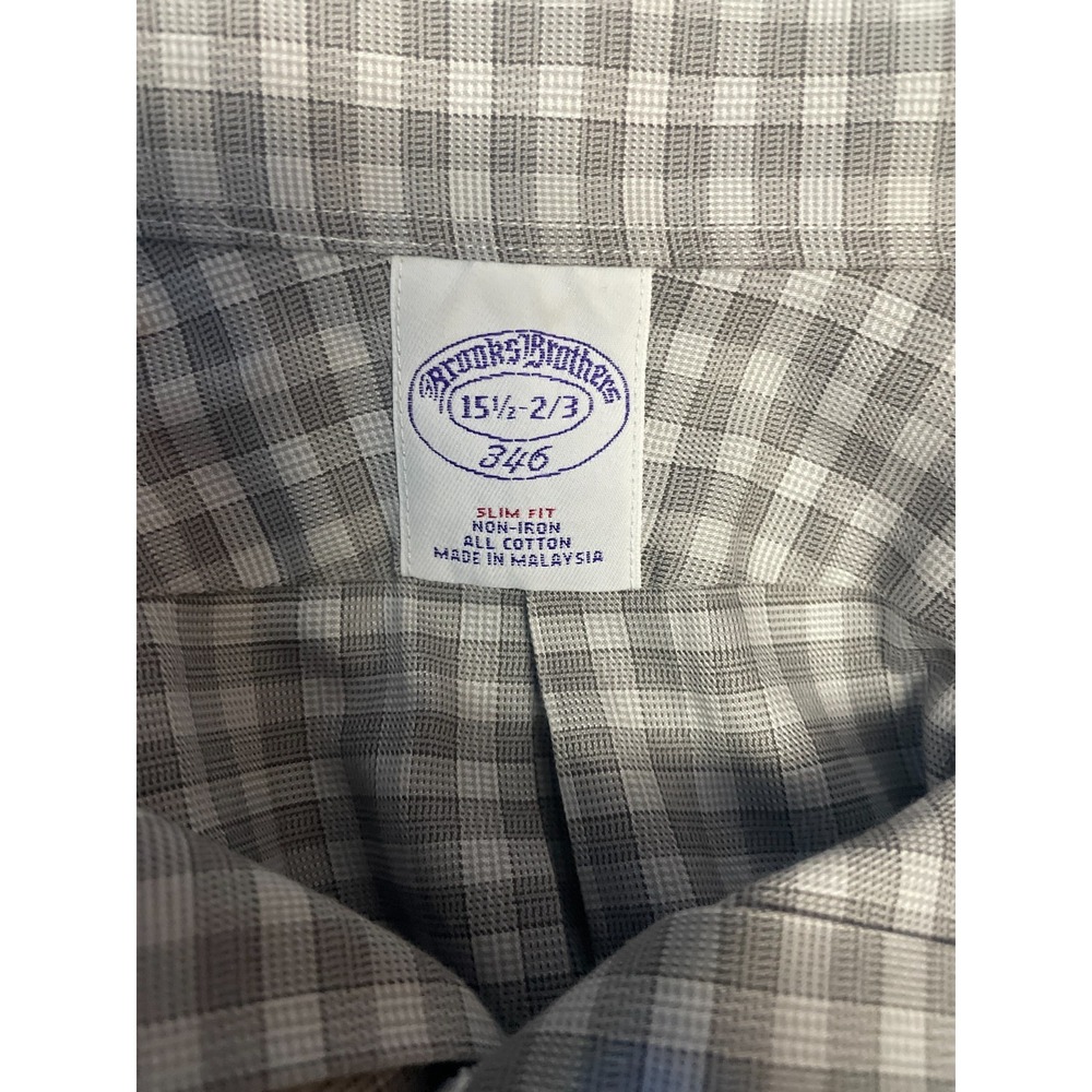Brooks Brothers Shirt Mens 15.5 - 2/3 Plaid Regent Non Iron Cotton Button - Picture 6 of 6